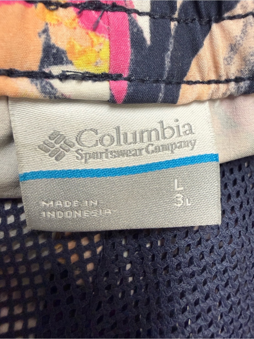 Columbia Navy Floral Athletic Shorts with Pink & Yellow Print - Picture 7 of 8